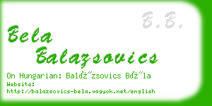 bela balazsovics business card